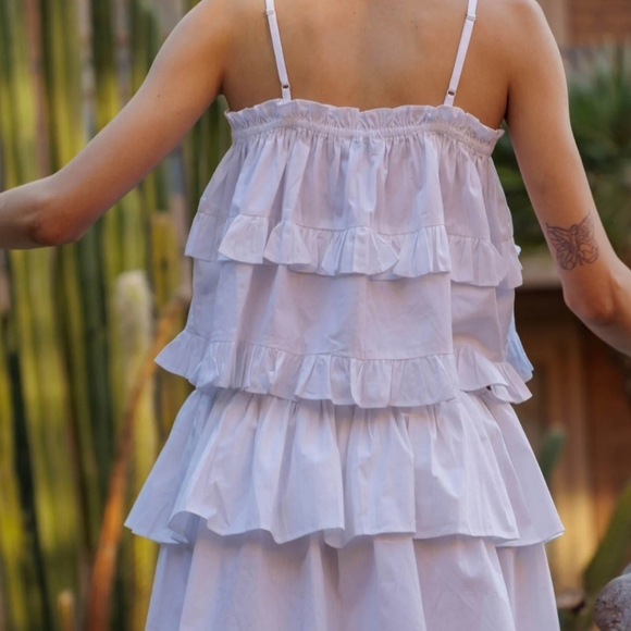 HT360 Collection White Cotton Ruffle 2-Piece Set – Camisole & Tiered Mini Skirt - Picture 9 of 17